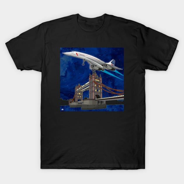 Concorde Flying beneath the Stars T-Shirt by lytebound